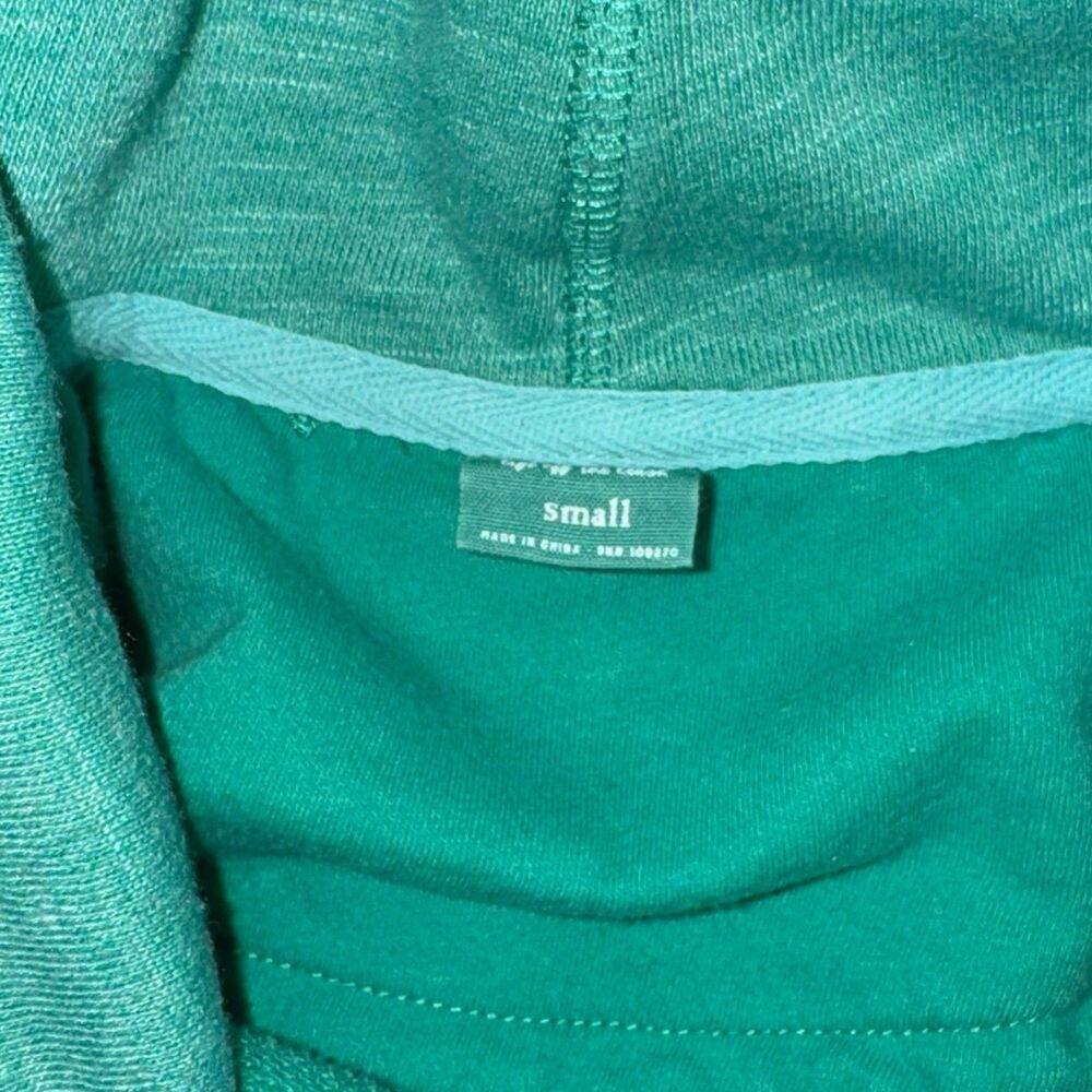 THE BLACK DOG Chappy Cowl Neck Pullover Sweatshirt S Teal Heather Drawstring MV - Picture 2 of 8